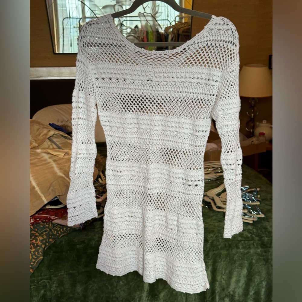Crotchet Open Knit White Sweater